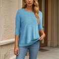 thumbnail image 6 of Towmus 3/4 Length Sleeve T Shirts Crew-Neck Casual Womens Blouses Elbow Business Dressy Shirts for Women Ladies Summer Tops, 6 of 6