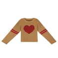 thumbnail image 3 of Chandail pour Femmes Manches Longues Col Tricoté Cœur Ample Fête de Rue Chemise Décontractée Rose TG, 3 of 5