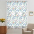 thumbnail image 2 of Paisley Flower Sheer Curtains 96 Inches Long for Living Room/Bedroom, Spring Watercolor Floral Leaf Plant Blue Rod Pocket Voile Kitchen Curtains & Drapes Window Treatment 1 Panel, 52"W x 96"L, 2 of 9