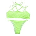 thumbnail image 4 of Bikini de moda sexy para mujer Conjunto de ropa de playa con estampado de dos piezas de color sólido Fridja nalpqowj22620, 4 of 5