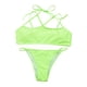 thumbnail image 4 of Bikini de moda sexy para mujer Conjunto de ropa de playa con estampado de dos piezas de color sólido Fridja nalpqowj22618, 4 of 5