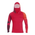thumbnail image 3 of Men's Geometric Print Sun Hoodie With Built-In Face Mask And Thumbholes Featuring UPF 50+ Protection For Fishing Hiking Hunting Red XL, 3 of 5