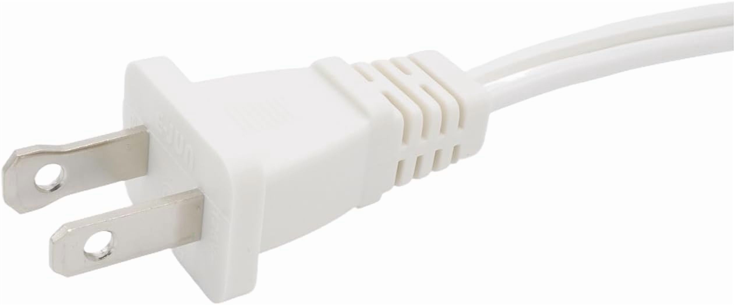 10 FT Polarized 2 Prong Power Cord, 2 Outlet Extension Cable Cord US AC Two Prong Male Female Power Cable, Nema 1-15P to 1-15R, 10A 125V, White Indoor Extension Cord for Small Appliances