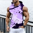 thumbnail image 2 of YLSDY Men's All-Over Print Sleeveless Hoodie Top, Casual Drawstring Pullover Tank for Street Style Purple S, 2 of 9