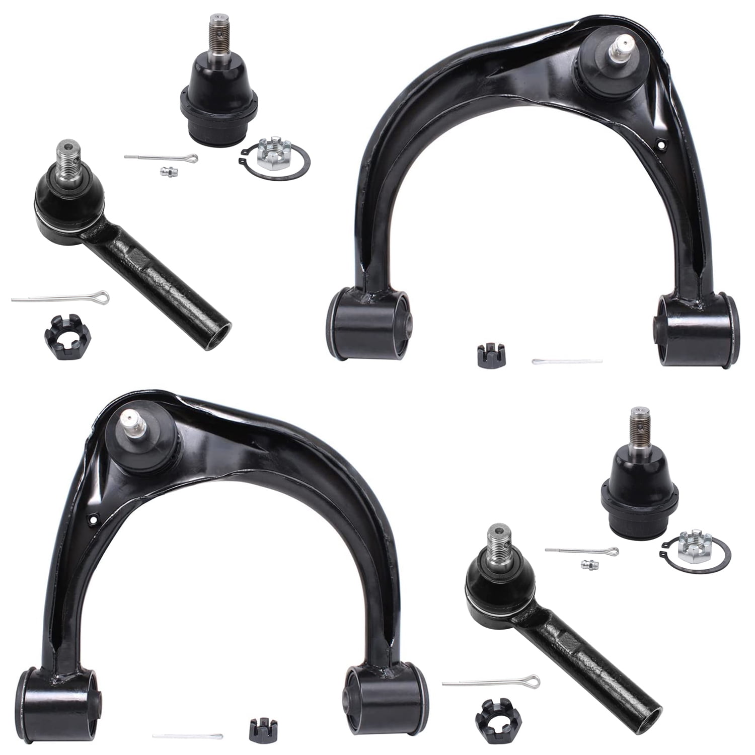 Detroit Axle - 6PC Front Upper Control Arms + Lower Ball Joints + Outer ...