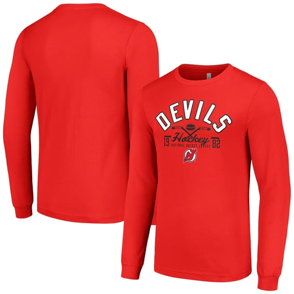 Men's Starter Red New Jersey Devils Puck Long Sleeve T-Shirt