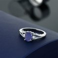 thumbnail image 4 of Gem Stone King 925 Sterling Silver Blue Lapis and White Lab Grown Diamond 3 Stone Engagement Ring for Women | 1.48 Cttw | Oval 8X6MM | Round 2MM | Gemstone Birthstone | Size 6, 4 of 4