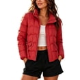 thumbnail image 2 of JGGSPWM (M-3XL) Women's Plus Size Lightweight Quilted Jacket Winter Warm Zip Long Sleeve Puffer Jacket Coat with Pockets Red M, 2 of 8