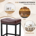 thumbnail image 2 of Sybels 24" Saddle Bar Stools (Set of 2) - PU Leather Counter Stools with Footrest for Kitchen Island, Cafe，Brown, 2 of 7