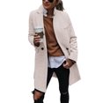thumbnail image 2 of Women Herringbone Mid‑Length Wool Blend Coat Lapel Double Breasted Overcoat, 2 of 6