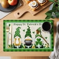 thumbnail image 2 of St. Patrick's Day Placemats Set of 4 Green Hat Gnome Lucky Shamrock Coin Linen Texture Green Plaid Heat Insulation Washable Place Mats, Non-Slip Table Mats for Dining Table Kitchen,13x19 Inch, 2 of 9