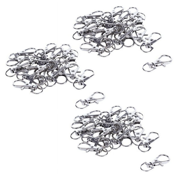 60Pcs Metal Lobster Trigger Swivel Clasp Hooks Clip Buckle Jewellery Making Arts Crafts Key Ring Keychain 35mm,60 x Lobster Swivel Clasp,Silver
