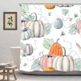 thumbnail image 2 of Fall Pumpkin Shower Curtain, Autumn Harvest Thanksgiving Decoration Bathroom Shower Curtains with 12 Hooks Set 72x72 Inch, 2 of 6