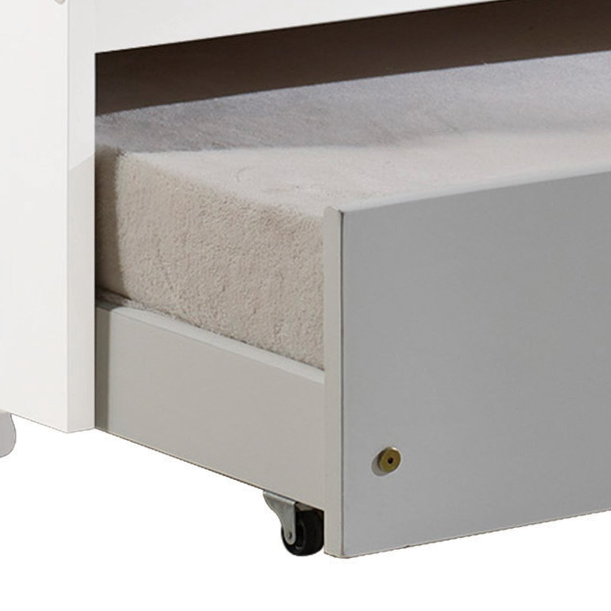Mission Style Wooden Twin Size Daybed Trundle with Caster Wheels White - Saltoro Sherpi