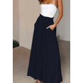 thumbnail image 6 of Pants for Women Casual Elastic Waist Wide Leg Pants with Pockets Navy Blue XXL, 6 of 7