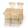 thumbnail image 2 of Ensemble Modèle de Table à Manger et Chaise 5x 1:12 Maison de Poupée Miniature Meubles Décor en Bois, 2 of 8