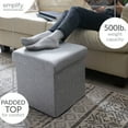 thumbnail image 4 of Simplify Faux Linen Folding Storage Ottoman Cube, Gray, 4 of 8