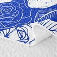 thumbnail image 5 of Castle Fairy Boho Crowned Skull Bed Spread Queen,Spooky Rose Bloom Queen Coverlet Set,Royal Blue White, 5 of 7