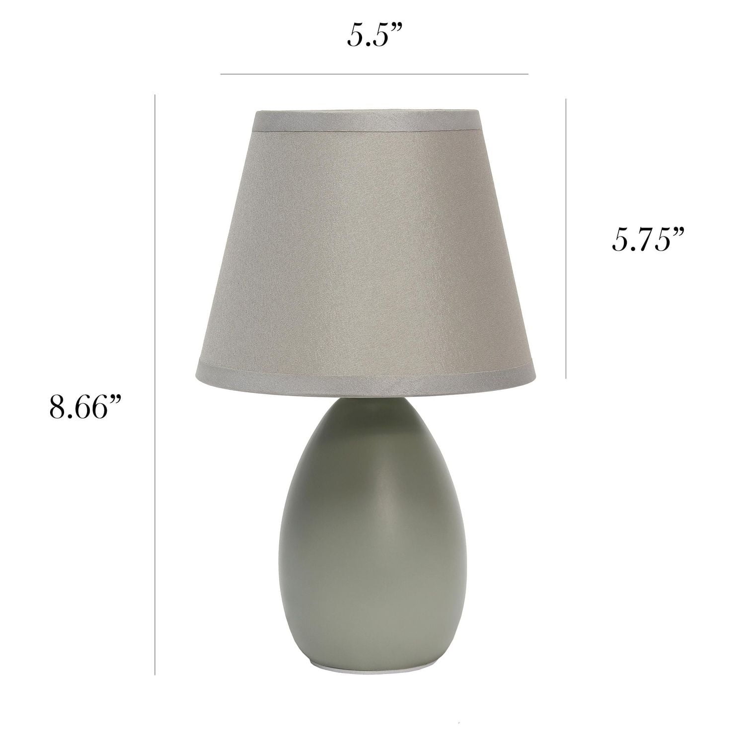 Simple Designs Mini Egg Oval Ceramic Table Lamp 2 Pack Set