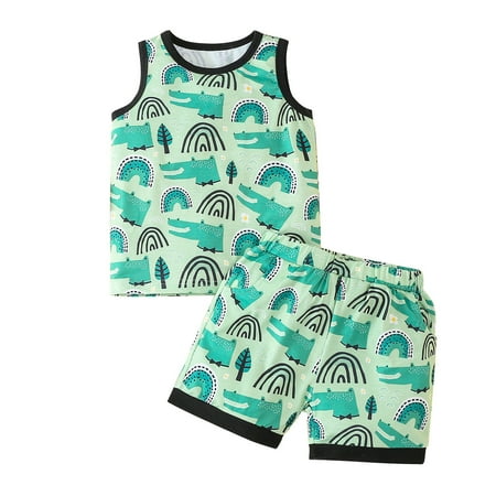 

Kids Toddler Baby Unisex Spring Summer Animal Print Cotton Sleeveless Shorts Outfits Clothes