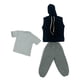 thumbnail image 1 of 3x 1:6, pantalones con capucha sin mangas, ropa de muñeca hecha a mano de manga corta, ropa en miniatura realista para figuras de acción masculinas de capucha negra CUTICAT chaqueta pantalones chaleco, 1 of 8