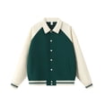 thumbnail image 1 of Heavyweight 380g color-blocked lapel baseball jacket, unisex, autumn/winter preppy style, loose casual button-down cardigan., 1 of 4