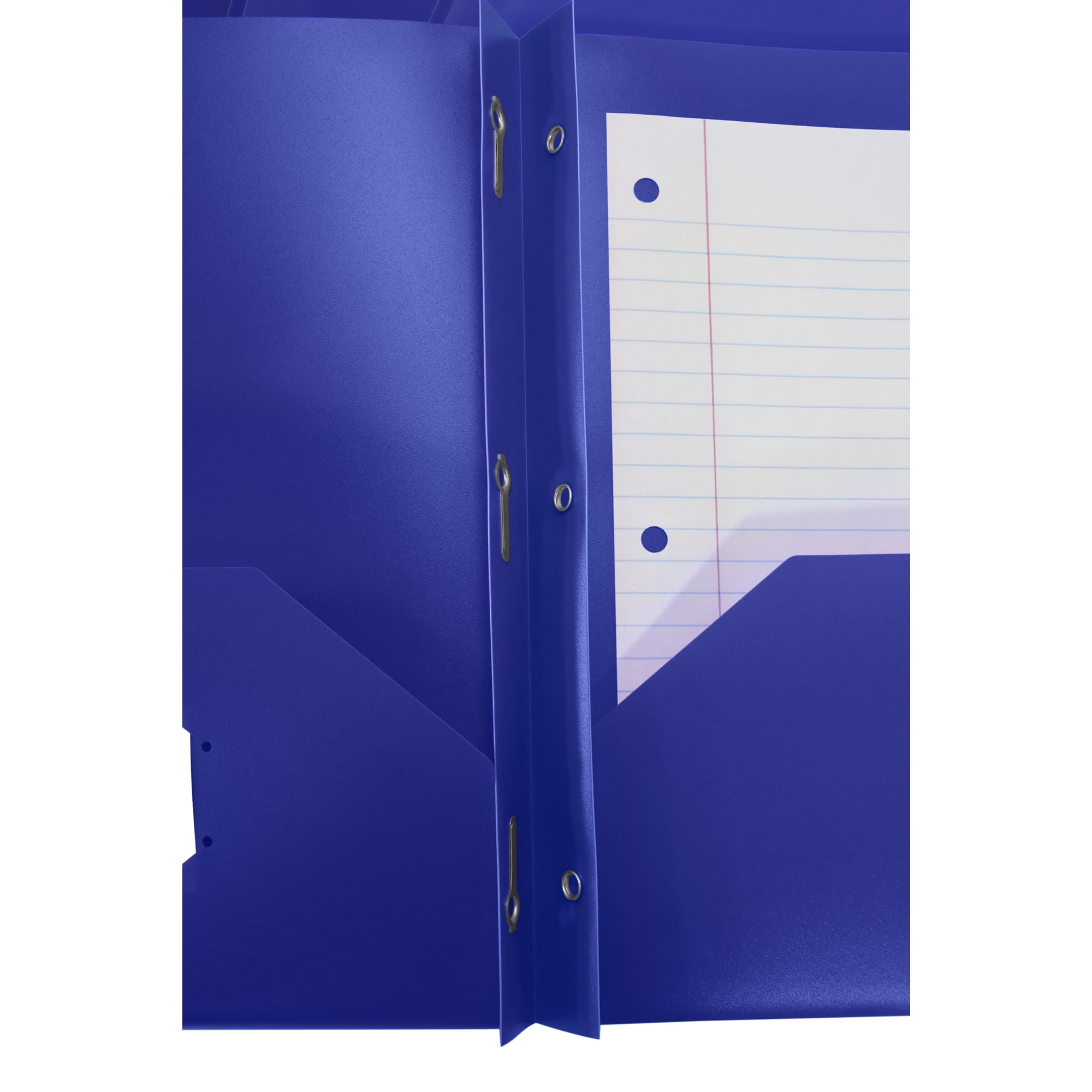 2-Pocket Poly Folders with Fasteners, Blue, Pack of 25