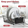 thumbnail image 6 of Dish Drying Rack, Space-Saving Dish Drainer Rack for Kitchen Counter, Stainless Steel Kitchen Dish Strainer 2-Piece Set with Utensil Holder, Black, 6 of 6