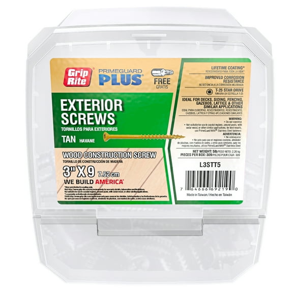 Grip-Rite PrimeGuard Plus #9 x 3 in. Tan Wood to Wood Deck Screw 5lb.