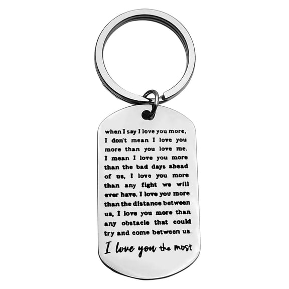 Anniversary Keychain Couple Gifts for Boyfriend and Girlfriend I Love You Keychain Valentines Day Wedding Gift for Wife Husband When I say I love You More Keychain Birthday Wedding Gifts for Him Her