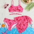 thumbnail image 2 of enyan Girls' 3 Piece Set Floral Print Bikini Swimsuit with Beach Skirt Cute Bathing Suit,Hot Pink,12-13 Years, 2 of 7