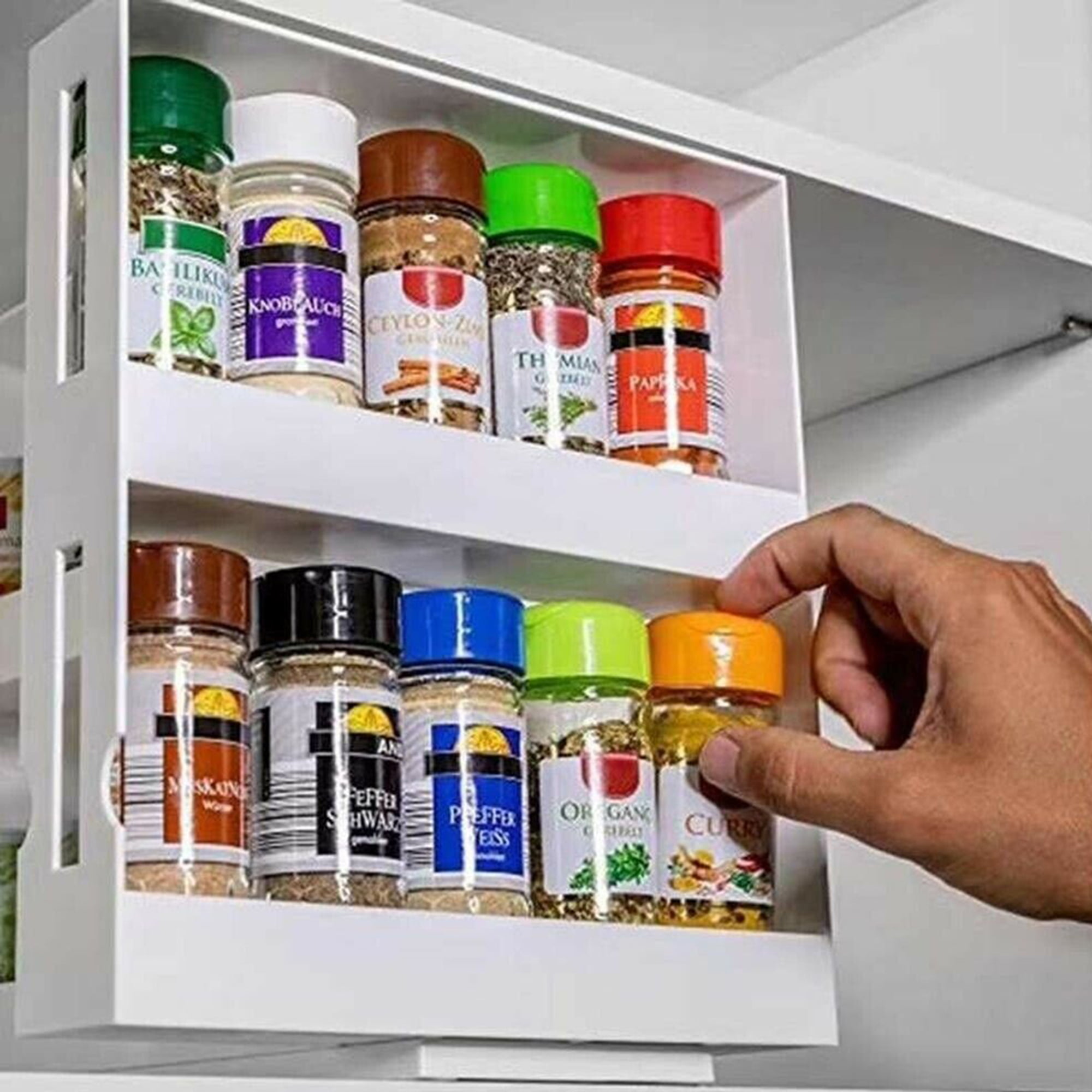 Storage Rack Multi-Function Rotating Kitchen Organizer Jars Spice Holder Shelf