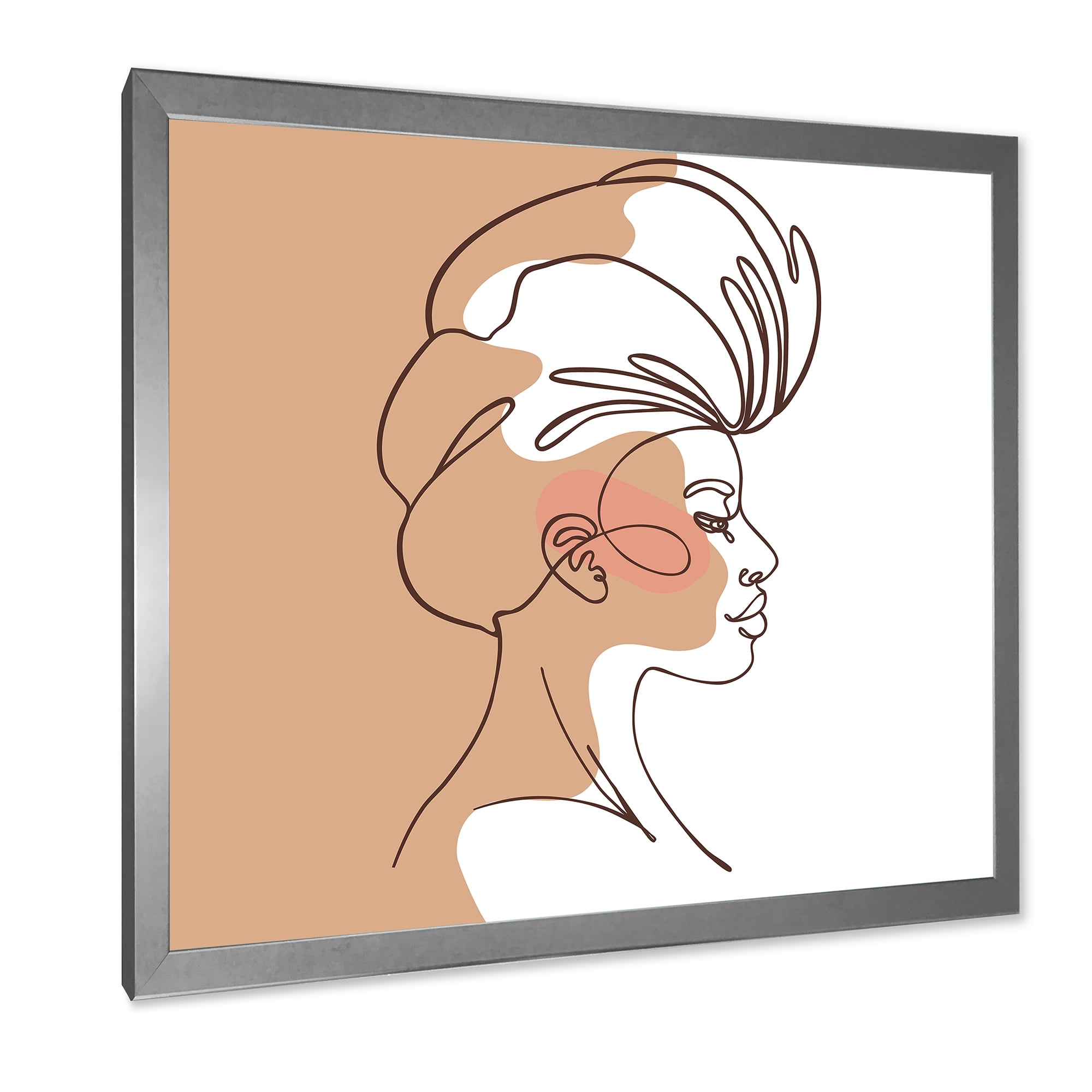 Designart 'One Line Portrait of Afro American Woman II' Modern Framed Art Print