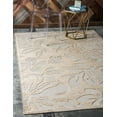 thumbnail image 1 of Unique Loom Botanical Collection Floral Tropical High-Low Pile Coastal Indoor and Outdoor Area Rug, 5' x 8', Beige/Light Brown, 1 of 5