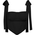 thumbnail image 5 of Roaso Women's Asymmetrical Sleeveless Blouse Tie Shoulder Strap Tank Crop Tops, 5 of 7
