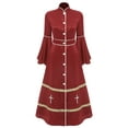 thumbnail image 3 of Kaerm Clergy Dress for Women Loose Fit Choir Robe Flared Sleeves Church Liturgical Praise Worship Dress Burgundy XXL, 3 of 7