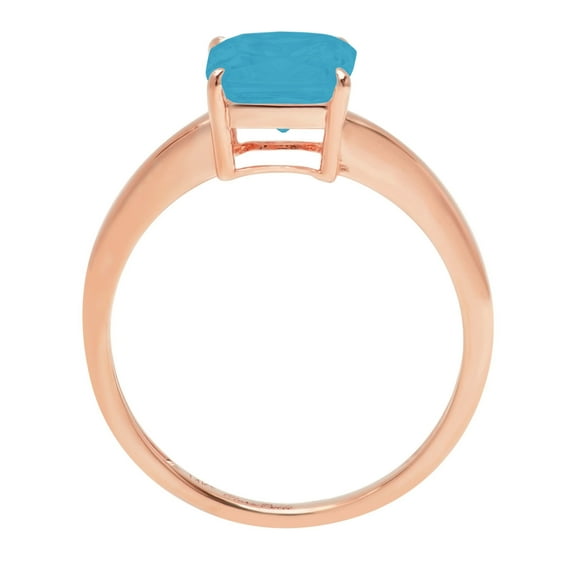 2.5 ct Asscher Cut Simulated Turquoise Solitaire Engagement Ring for Women in 14K Rose Gold
