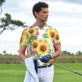 thumbnail image 4 of Daiia Sunflowers Pattern Men’s Polo Shirts,Solid Deck Shirt,Classic Fit, Breathable Cotton Polo for Casual and Sport Wear-XX-Large, 4 of 7