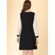 thumbnail image 5 of Vestido Midi Elegante Allegra K con Panel De Contrato y Cuello En V Negro L, 5 of 6