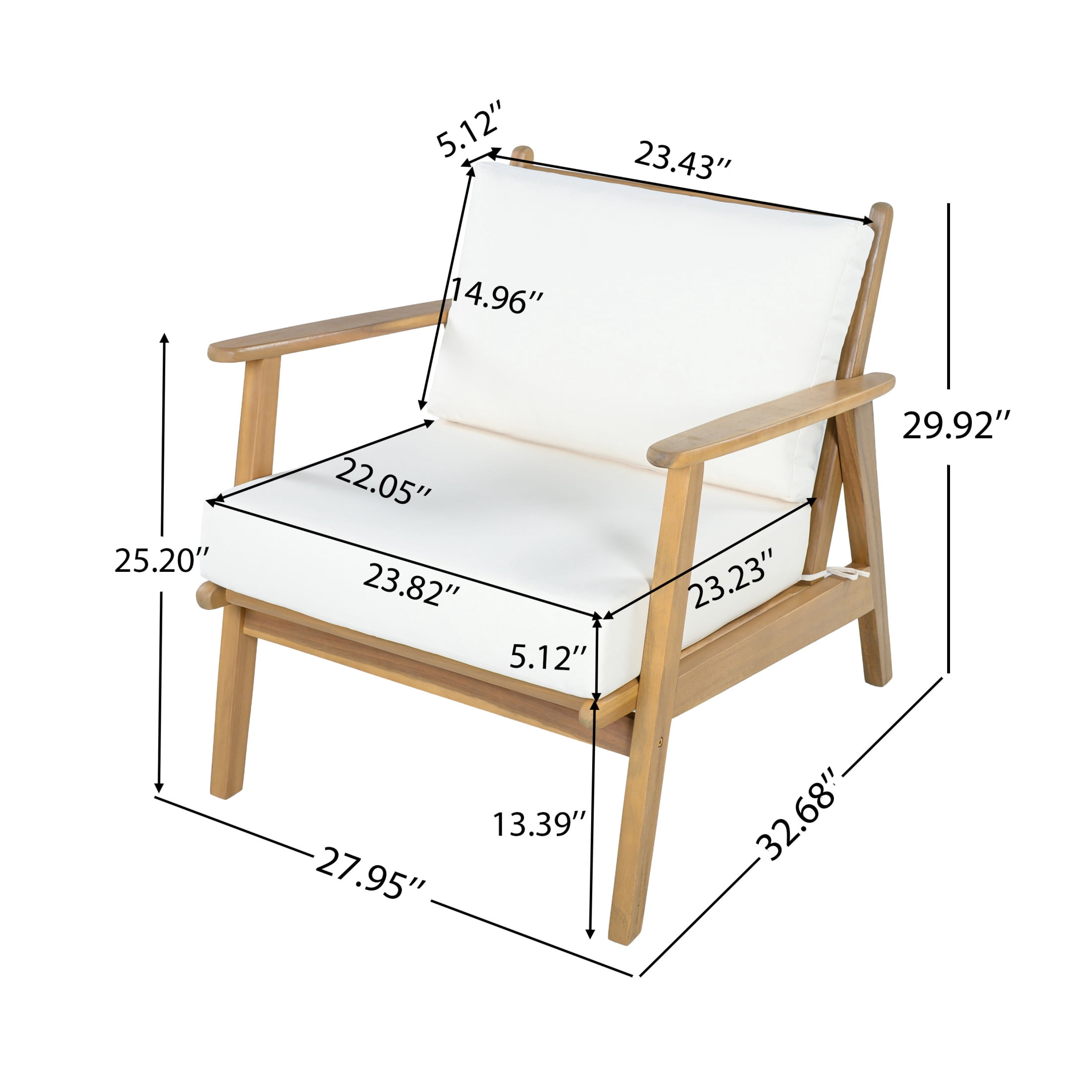 Christopher Knight Home 4-Piece Wood Patio Conversation Set with Loveseat, Chairs & Table, Light Teak+Beige