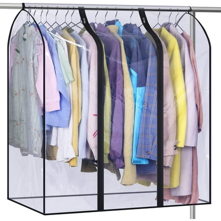 Zmleve 40 Hanging Garment Bags For Closet Storage Clear Rack Cover Bottom Enclosed Cloth Clothes Bag Waterproof Protector Suits Coats Sweaters Shirts Canada Hanging Garment Bags For Closet Storage, Enclosed Garment Rack