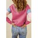 thumbnail image 1 of ABPHQTO Sudadera de manga larga con bloques de color rosa para mujer, 1 of 5