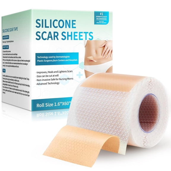 Pumkot Silicone Scar Tape Roll 1.6”x60”(1.5M) - For Surgical Scars, Keloid, C-Section & Burns