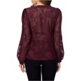 thumbnail image 2 of Blusa floral de malla transparente para mujer, manga larga, cuello en V Borgoña sólido XL Borgoña sólido XL Xishao ropa, 2 of 2