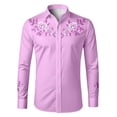 thumbnail image 4 of Boys Western Style Print Shirt Top for Kids Casual Plaid Button Front Shirt with Rugged Comfort for Everyday Wear Purple 130, 4 of 4