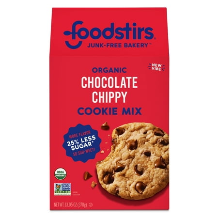 Foodstirs Junk-Free Bakery, Organic Chocolate Chippy Cookie Mix, 25% Less Sugar, Dairy Free, 13.05 oz