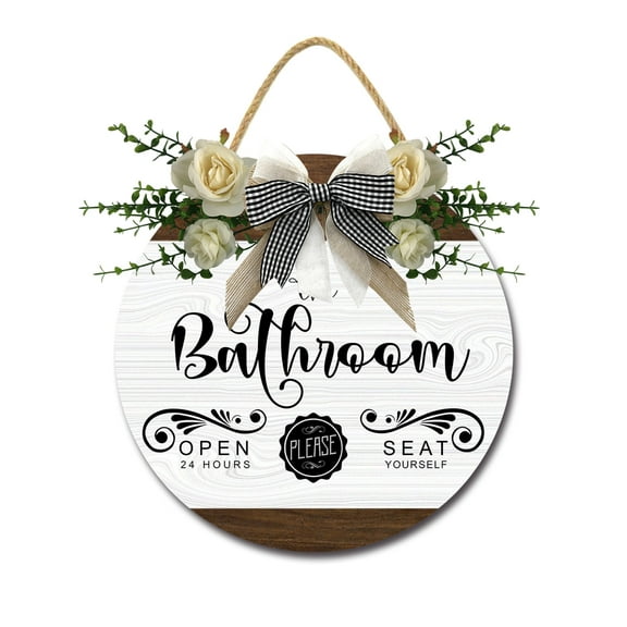 Eveokoki The Bathroom Signs for Bathroom Decor- Modern Farmhouse Bathroom Decor Wall Art- Funny Bathroom Wooden Sign Home Décor,12In