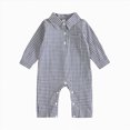 thumbnail image 4 of Gerichy Baby Boy Fall Clothes Solid Color Romper Long Sleeve Collared Button Down Jumpsuit Newborn Winter Outfit 0-18 Months, 4 of 4