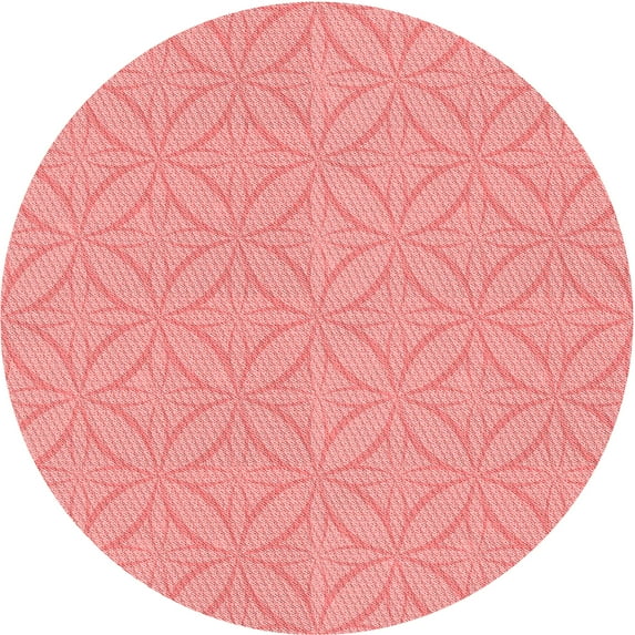Ahgly Company Machine Washable Indoor Round Transitional Pastel Pink Area Rugs, 4' Round