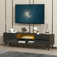 thumbnail image 2 of uhomepro TV Stand for TVs up to 70", Living Room Entertainment Center with RGB LED Lights and Storage Shelves Furniture, High Gloss TV Cabinet Console Table, Quick Assemble, Dark Brown+Black, 2 of 13